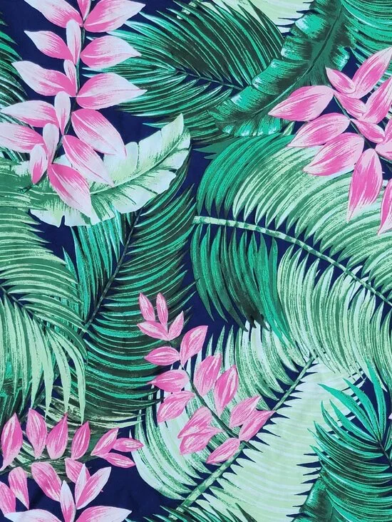 Lands' End Women's Tropical Floral Print Long Sleeve Rash Guard Swim Shirt - L - Picture 2 of 6